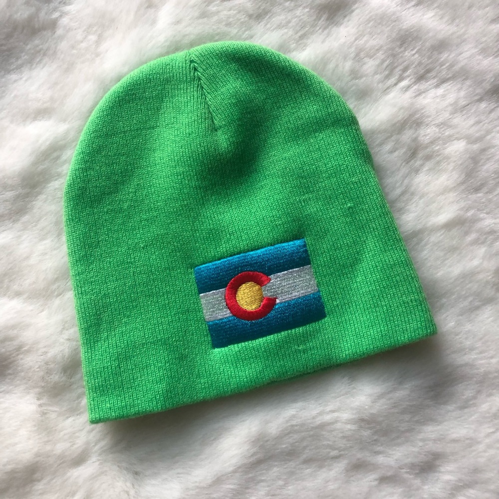 Neon green Colorado beanie